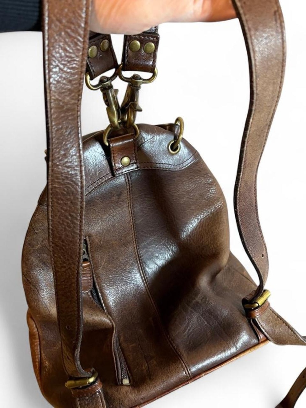 Vintage M. London New York Leathercraft Brown Leather Backpack Purse - Picture 7 of 8